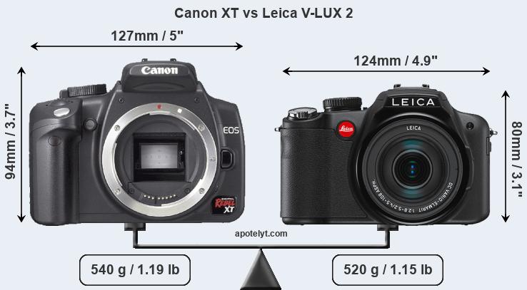 Size Canon XT vs Leica V-LUX 2