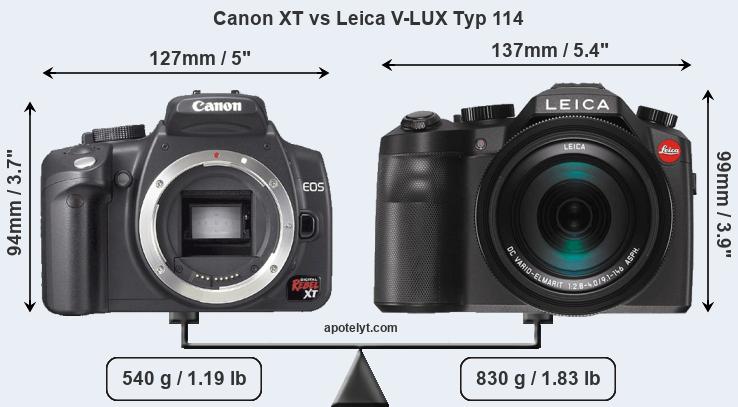Size Canon XT vs Leica V-LUX Typ 114