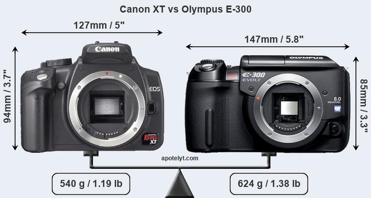 Size Canon XT vs Olympus E-300