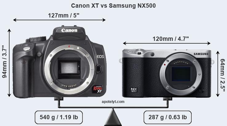 Size Canon XT vs Samsung NX500
