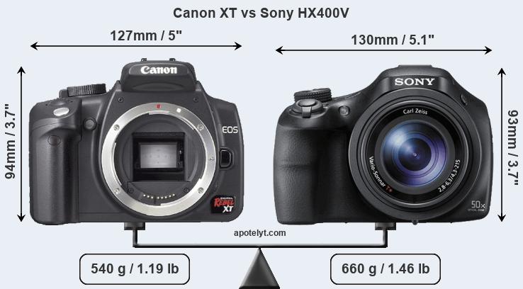 Size Canon XT vs Sony HX400V