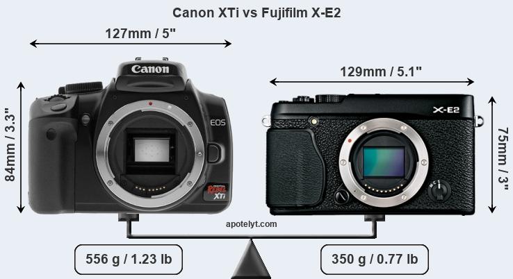 Size Canon XTi vs Fujifilm X-E2