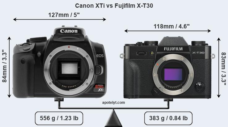 Size Canon XTi vs Fujifilm X-T30