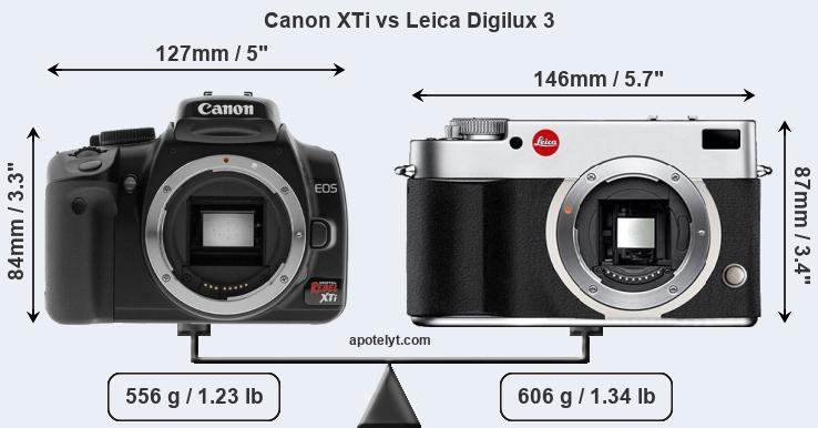 Size Canon XTi vs Leica Digilux 3