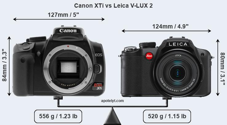 Size Canon XTi vs Leica V-LUX 2