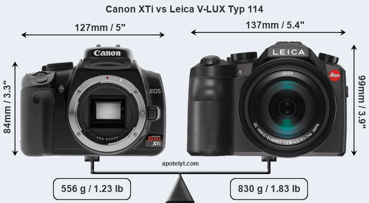 Size Canon XTi vs Leica V-LUX Typ 114