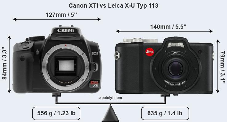 Size Canon XTi vs Leica X-U Typ 113