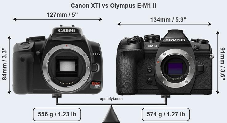 Size Canon XTi vs Olympus E-M1 II