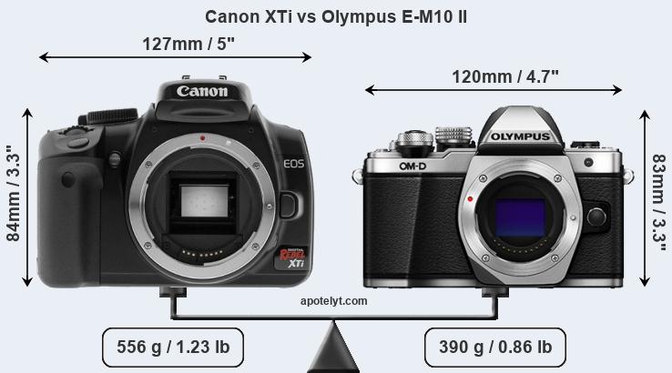 Size Canon XTi vs Olympus E-M10 II