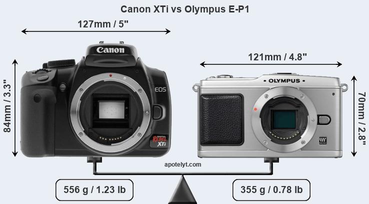 Size Canon XTi vs Olympus E-P1