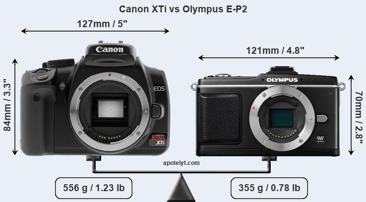 Size Canon XTi vs Olympus E-P2