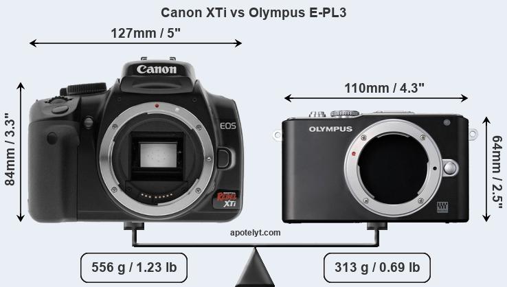 Size Canon XTi vs Olympus E-PL3