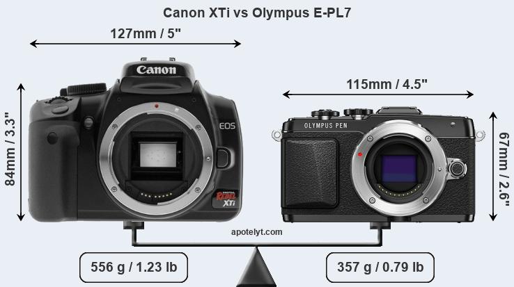 Size Canon XTi vs Olympus E-PL7