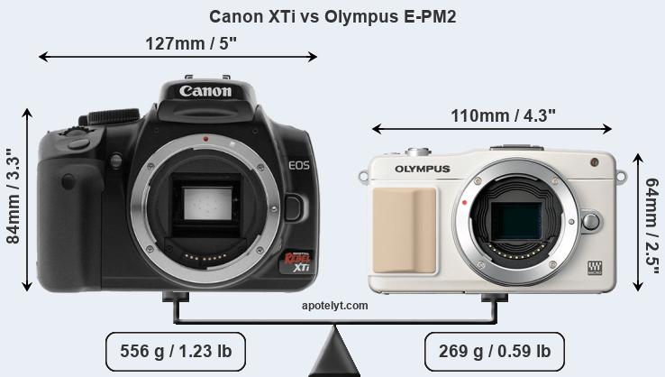 Size Canon XTi vs Olympus E-PM2
