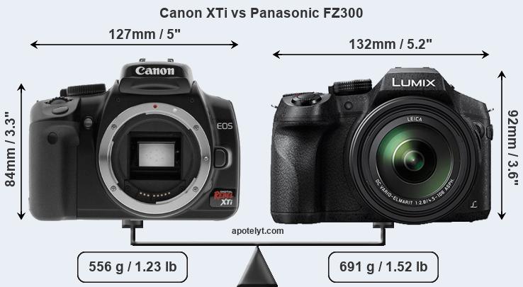 Size Canon XTi vs Panasonic FZ300