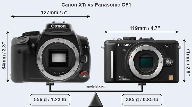 Size Canon XTi vs Panasonic GF1