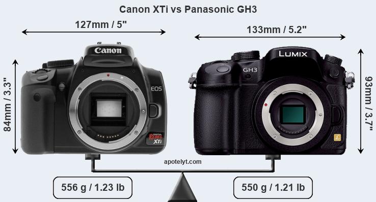 Size Canon XTi vs Panasonic GH3