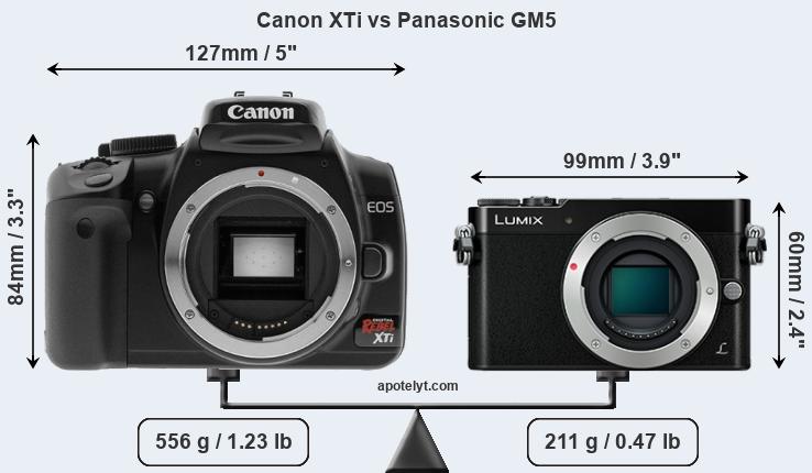 Size Canon XTi vs Panasonic GM5