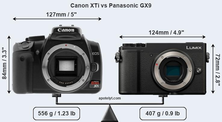 Size Canon XTi vs Panasonic GX9
