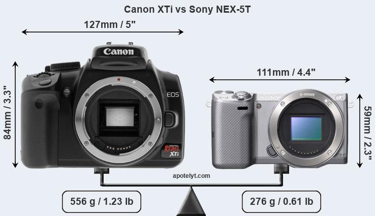 Size Canon XTi vs Sony NEX-5T