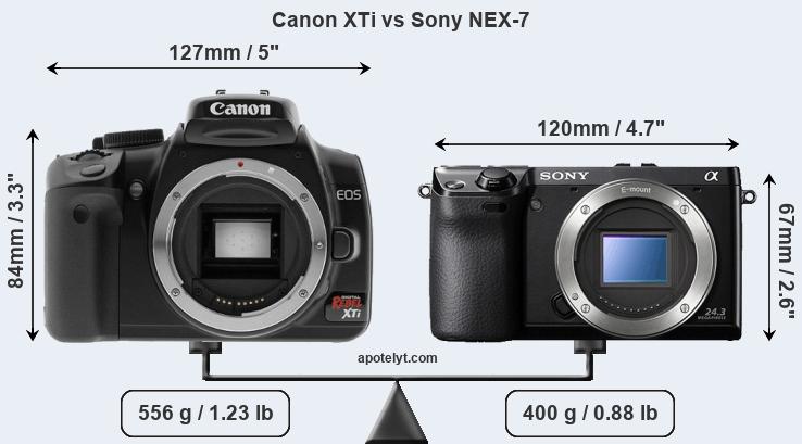 Size Canon XTi vs Sony NEX-7