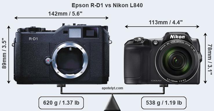 Size Epson R-D1 vs Nikon L840