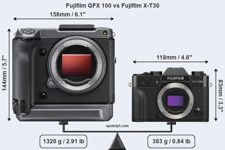 Size Fujifilm GFX 100 vs Fujifilm X-T30