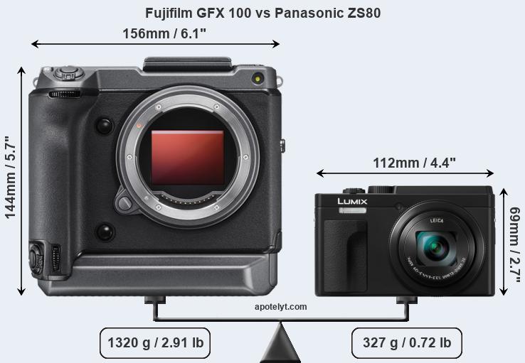 Size Fujifilm GFX 100 vs Panasonic ZS80