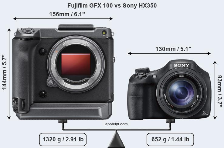 Size Fujifilm GFX 100 vs Sony HX350