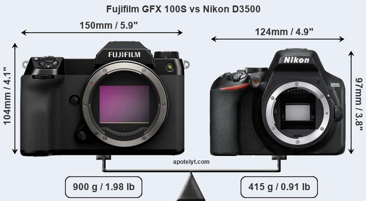 Size Fujifilm GFX 100S vs Nikon D3500