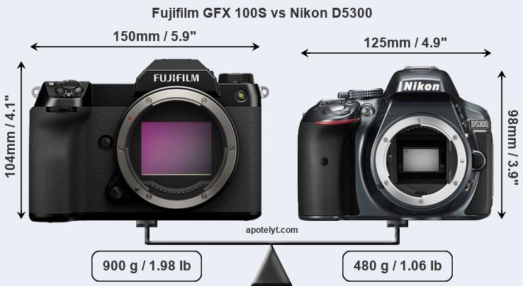 Size Fujifilm GFX 100S vs Nikon D5300