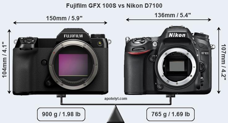 Size Fujifilm GFX 100S vs Nikon D7100