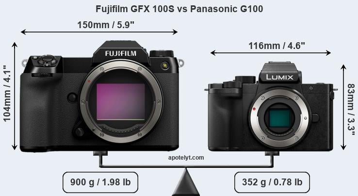 Size Fujifilm GFX 100S vs Panasonic G100