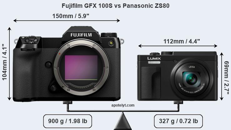 Size Fujifilm GFX 100S vs Panasonic ZS80