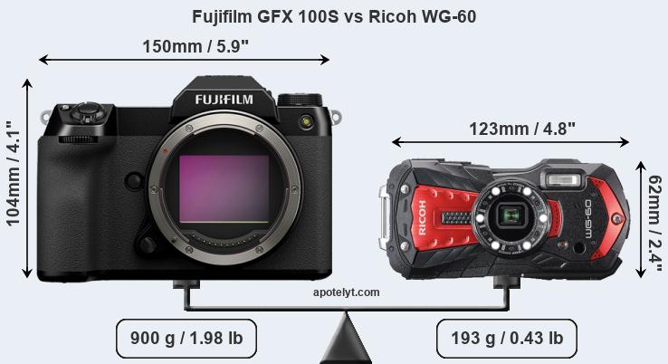 Size Fujifilm GFX 100S vs Ricoh WG-60