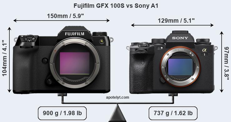 Size Fujifilm GFX 100S vs Sony A1