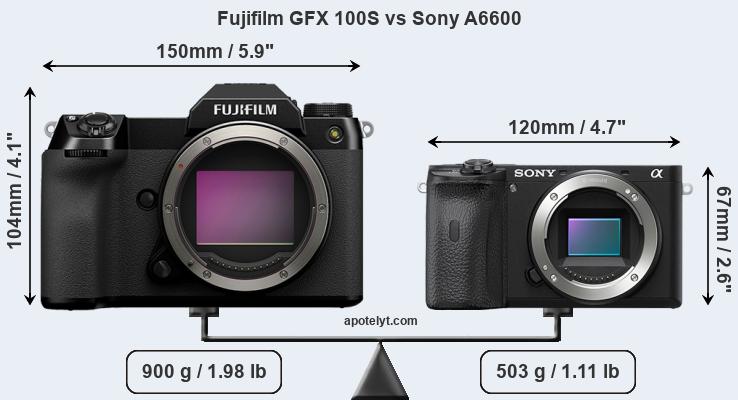 Size Fujifilm GFX 100S vs Sony A6600