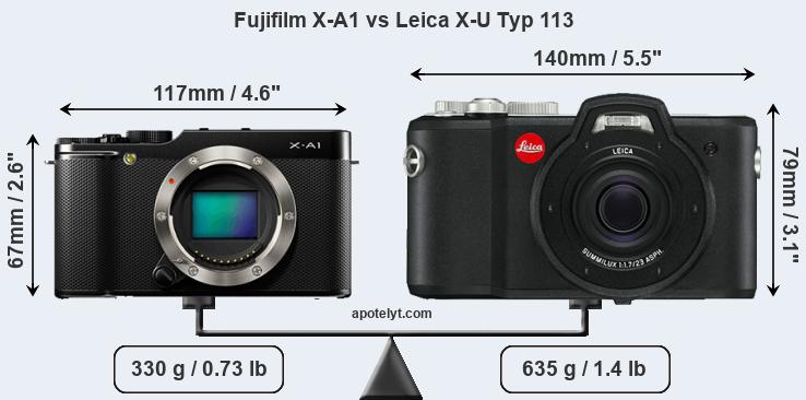 Size Fujifilm X-A1 vs Leica X-U Typ 113