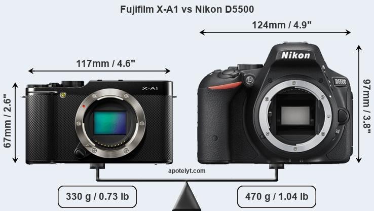 Size Fujifilm X-A1 vs Nikon D5500