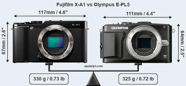 Size Fujifilm X-A1 vs Olympus E-PL5
