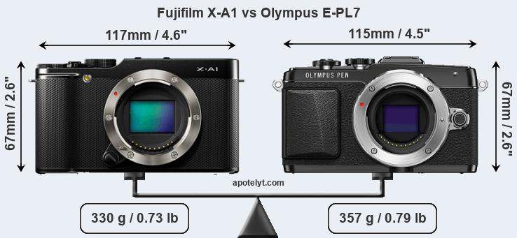 Size Fujifilm X-A1 vs Olympus E-PL7