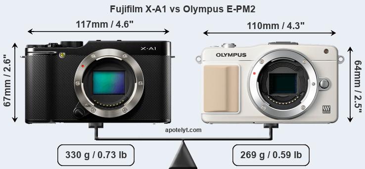 Size Fujifilm X-A1 vs Olympus E-PM2