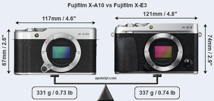 Size Fujifilm X-A10 vs Fujifilm X-E3