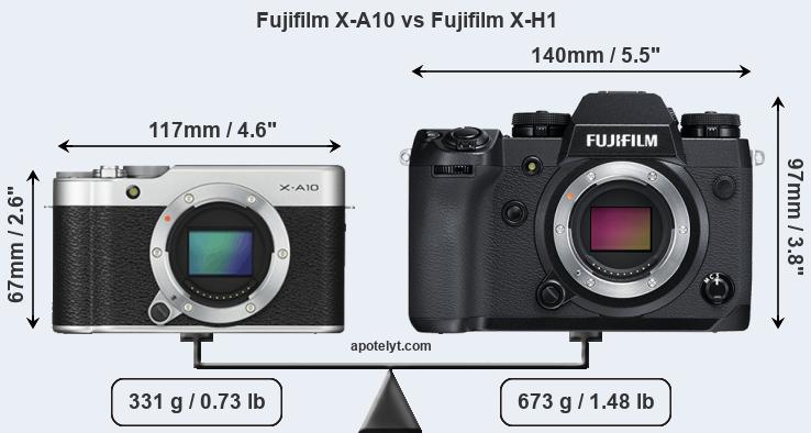 Size Fujifilm X-A10 vs Fujifilm X-H1