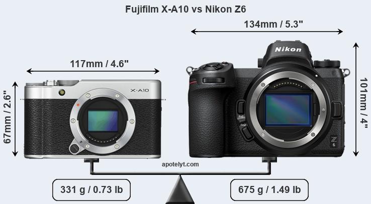 Size Fujifilm X-A10 vs Nikon Z6