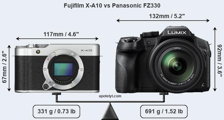 Size Fujifilm X-A10 vs Panasonic FZ330