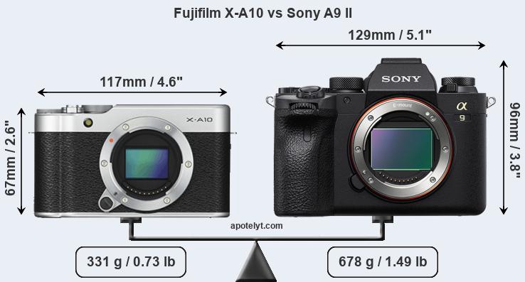 Size Fujifilm X-A10 vs Sony A9 II