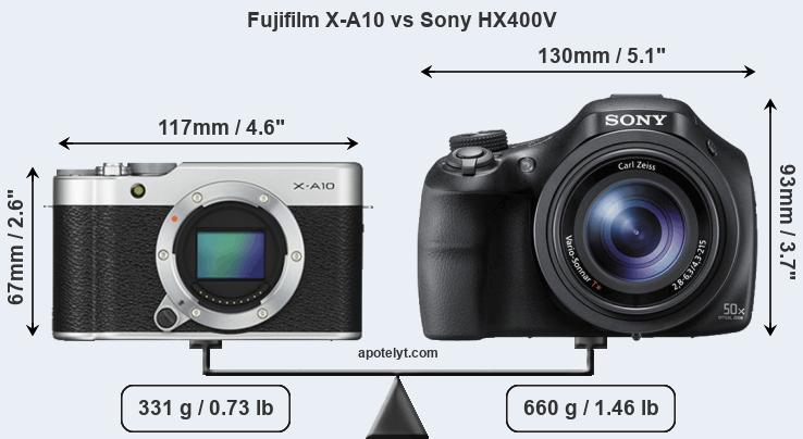 Size Fujifilm X-A10 vs Sony HX400V