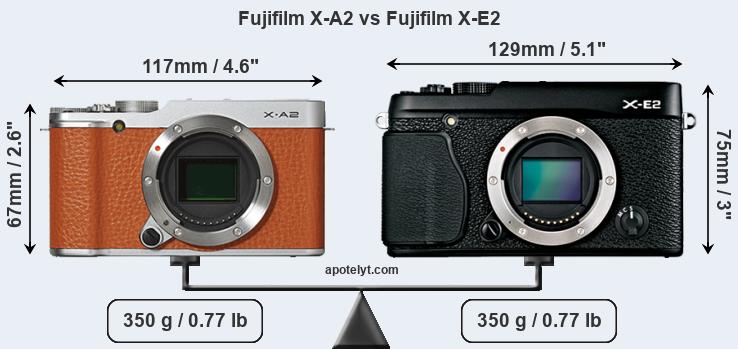 Size Fujifilm X-A2 vs Fujifilm X-E2