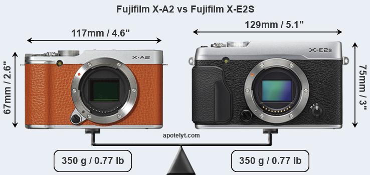 Size Fujifilm X-A2 vs Fujifilm X-E2S